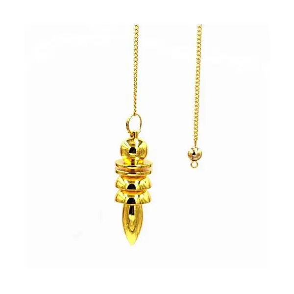 1 pendule égyptien isis osiris avec pointe - cuivre doré - pendentif égyptien - pendule divinatoire - avec chaîne dorée (pm-egio07)