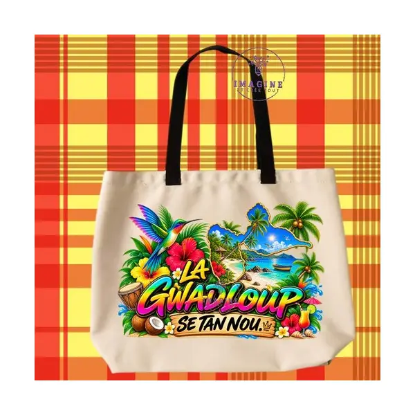 Tote bag taille l - sublimation - impression infusible ink - la gwadloup sé tan nou - mot créole
