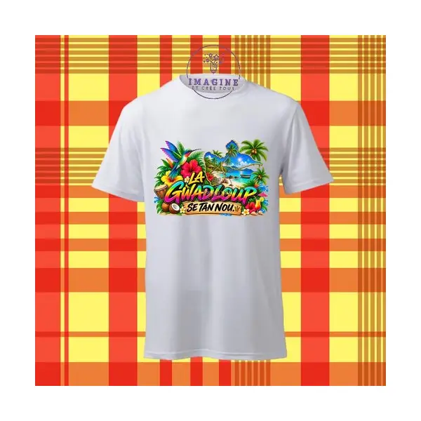T-shirt personnalisé pour homme - ras du cou - sublimation - impression infusible ink - la gwadloup sé tan nou - mot créole