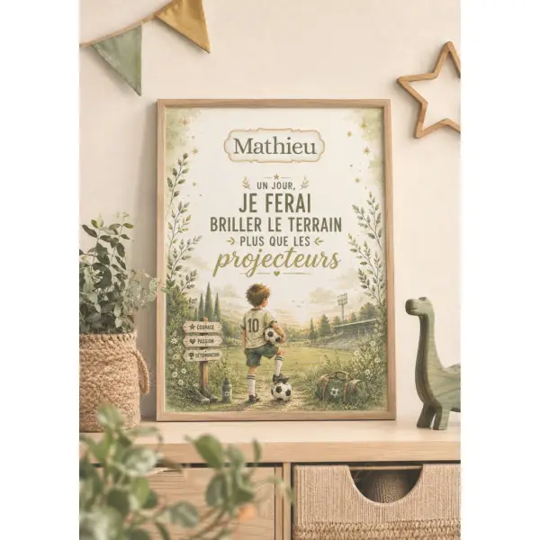 Affiche personnalisée – cadeau enfant passion football – décoration chambre garçon