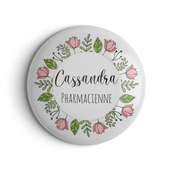 Badge personnalisable aide soignante, infirmière ou autre en 56mm