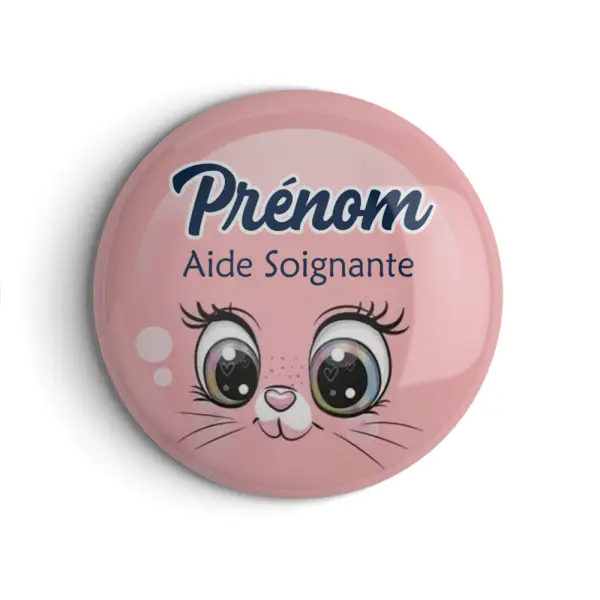 Badge personnalisable aide soignante, infirmière ou autre en 56mm