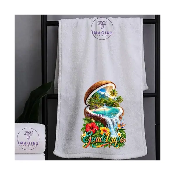 Petite serviette personnalisée pour le visage - sublimation - infusible ink - impression - noix de coco - ile - palmiers - tropique