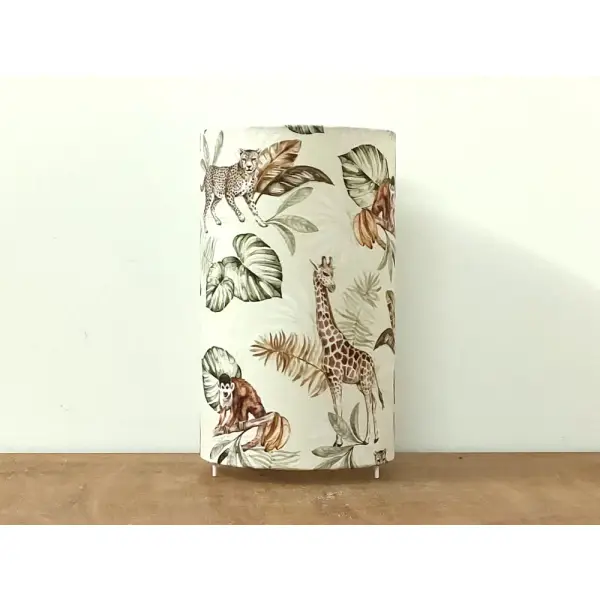 Lampe tube animaux sauvages – lampe de table safari jungle, déco nature, chambre enfant, zèbre girafe guépard