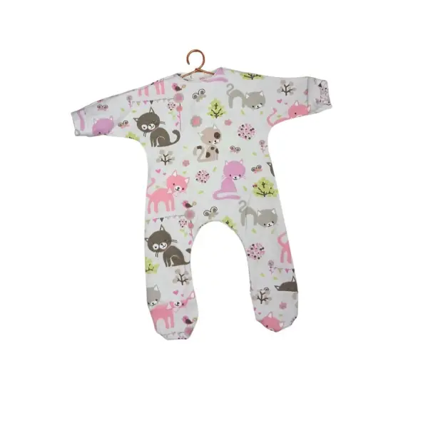Pyjama pour poupons de 36 cm (type corolle, nenuco,...) réalisé en jersey - motif chats roses et marrons