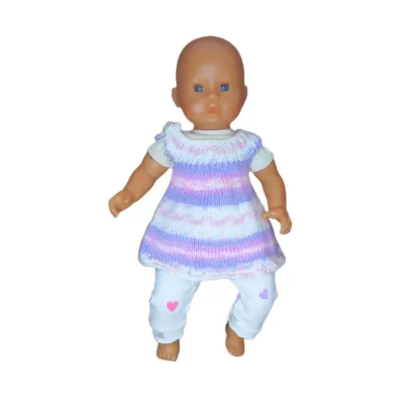 Robe en laine et legging assorti en jersey pour poupons de 30 cm (type corolle, nenuco, paola reina...) - vêtement de poupée