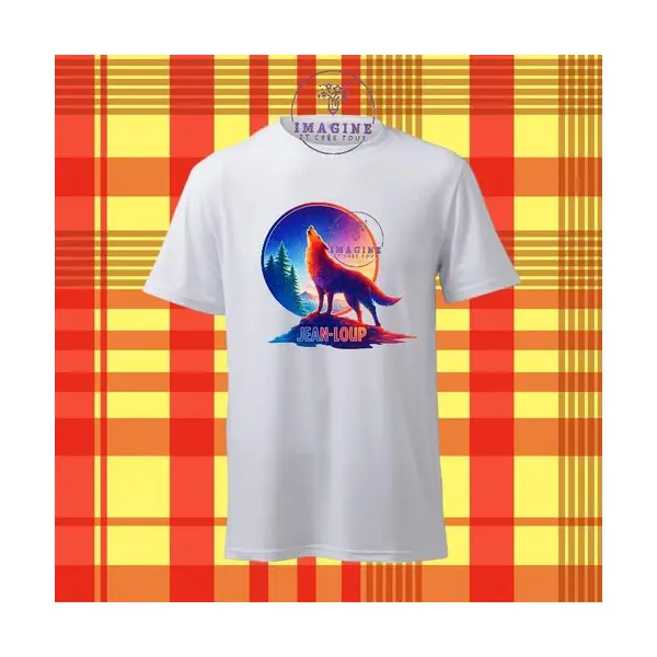 T-shirt personnalisé pour homme - ras du cou - sublimation - impression infusible ink - le loup - alias - forêt - montagne