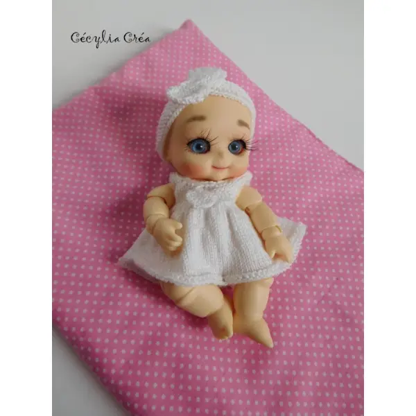 196. patron tricot robe et bandeau pour poupée nappy choo – fiche pdf – vêtements miniatures à tricoter – modèle facile et