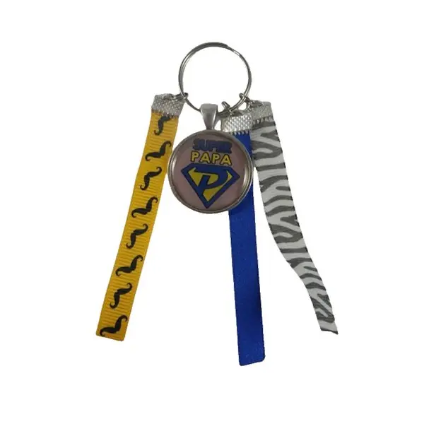Porte clés bleu et jaune "super papa"
