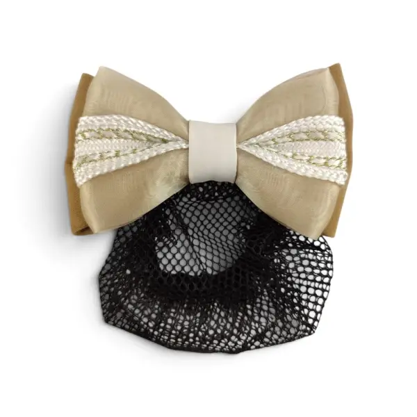 Résille à cheveux de dressage beige doré - accessoire fait main pour cavalière de dressage / filet chignon