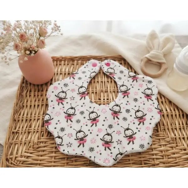 Bavoir naissance fleur coton imprimé et éponge