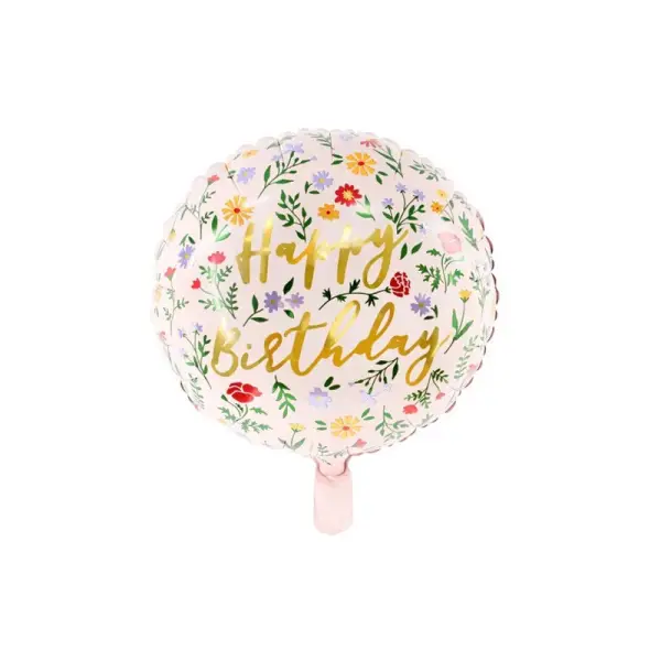 Ballon Alu Liberty Happy Birthday - Anniversaire fleurs